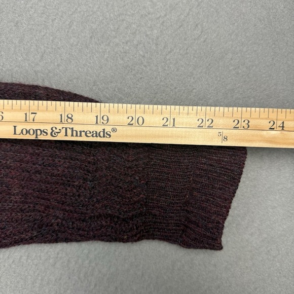 Wm H Leishman Shetland 100% Wool Sweater Mens Large Burgundy Crew Neck Hole - Picture 9 of 9